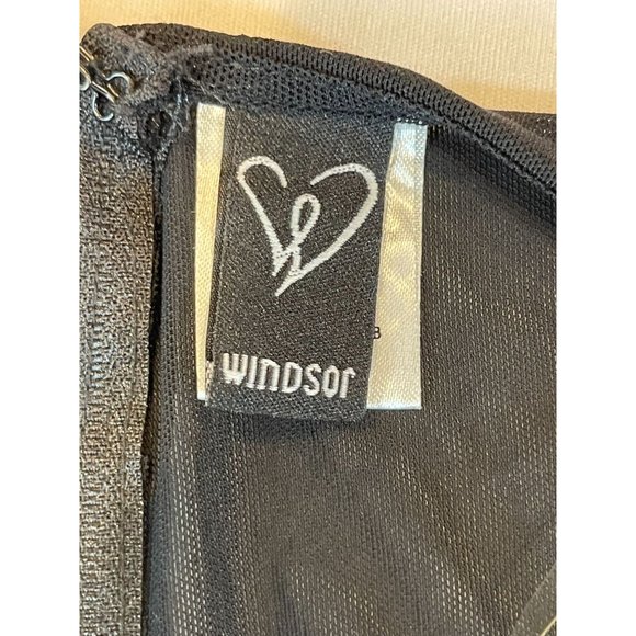 Windsor Women Ruched Bodycon Mini Dress Puffy Shoulders Design Nylon Black Small - Picture 9 of 11